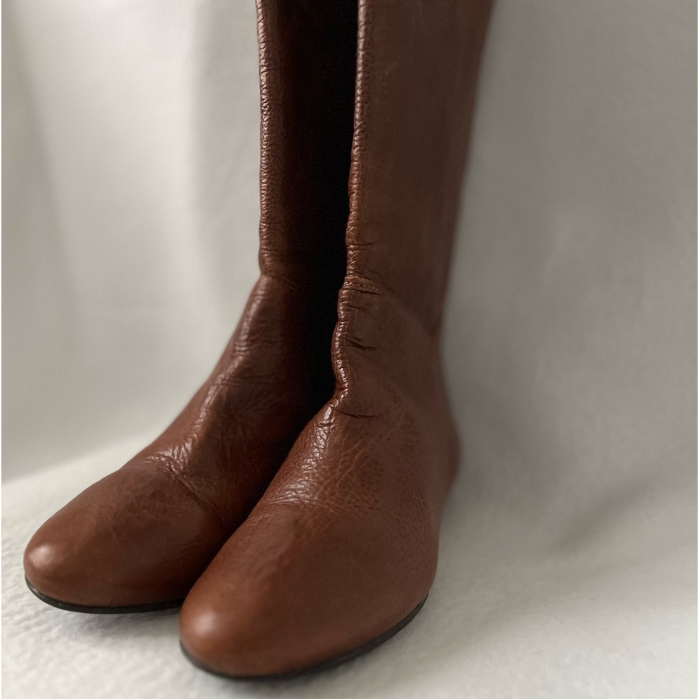 Steven by Steve Madden Size 6 Brown Glossy Leather Wedged Heeled Boots. - Picture 2 of 16